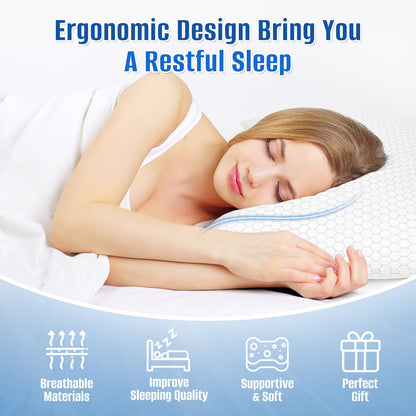 2 Pack CushyOasis Adjustable Memory Foam Pillows