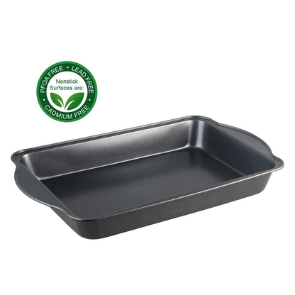 S·KITCHN Bakeware Set with Grips Nonstick Baking Set Including Loaf Pan Pie Pan Roasting Pan Cookie Sheet and Brownie Pan - 5 Piece