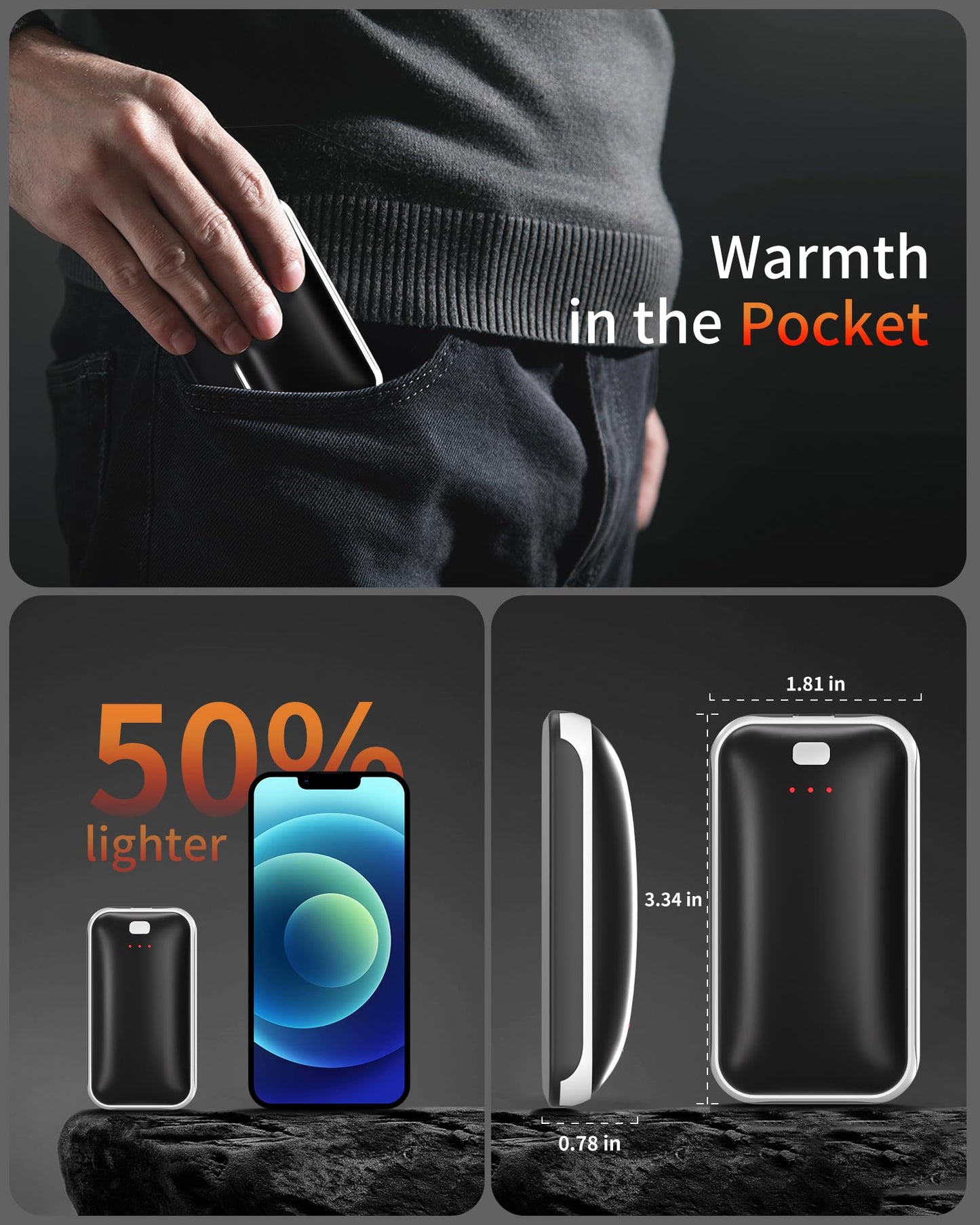 2 Pack Portable Rechargeable Hand Warmers