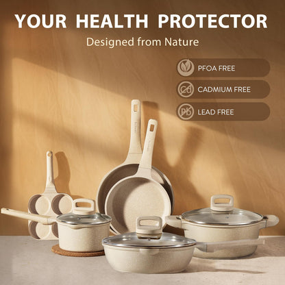 CAROTE 13-Piece Nonstick Cookware Set with Lids