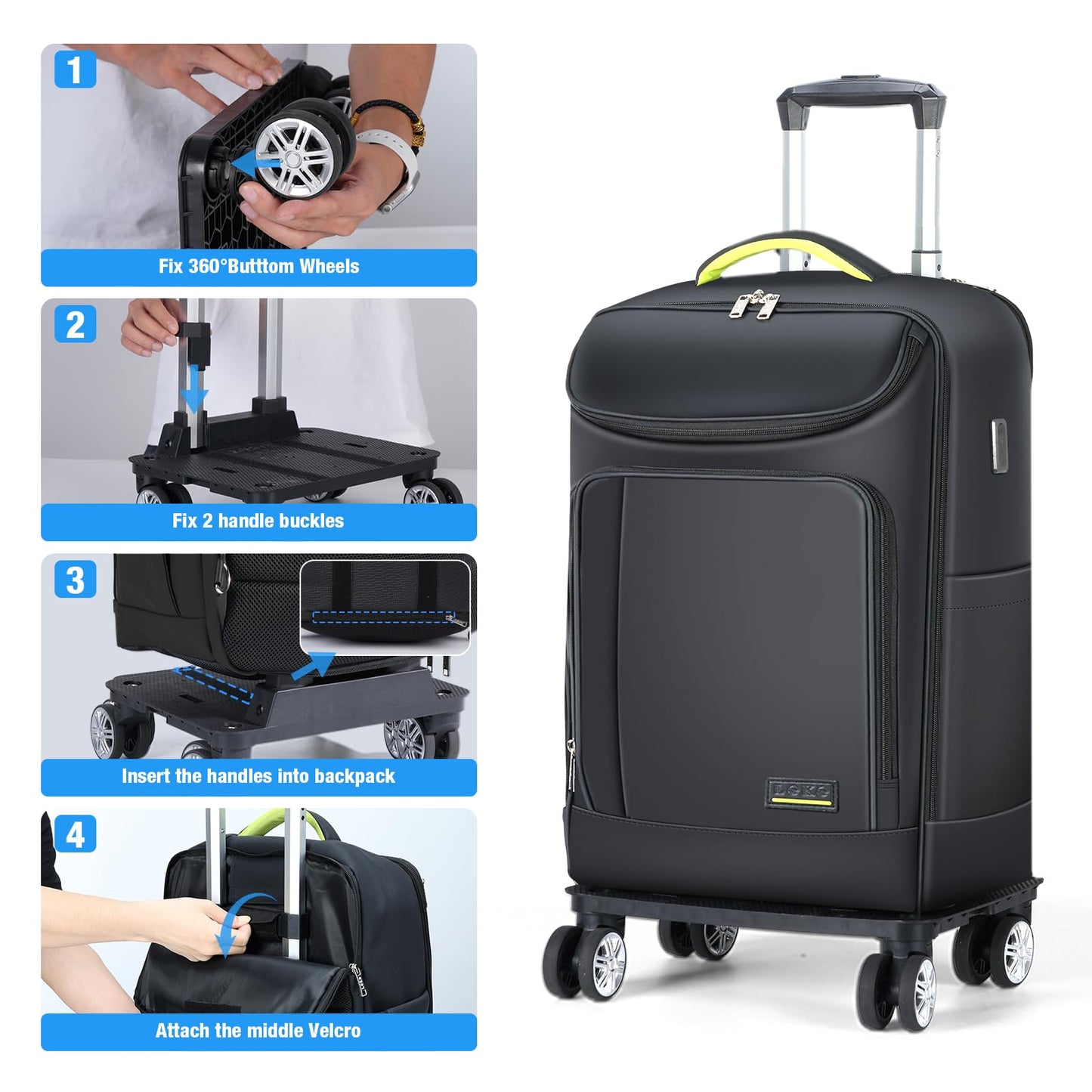 18" Waterproof Travel Backpack with 360° Wheels