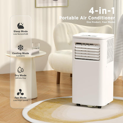 ZAFRO A5405-8K Portable Air Conditioners, 8,000 BTU+Drain Hose, White