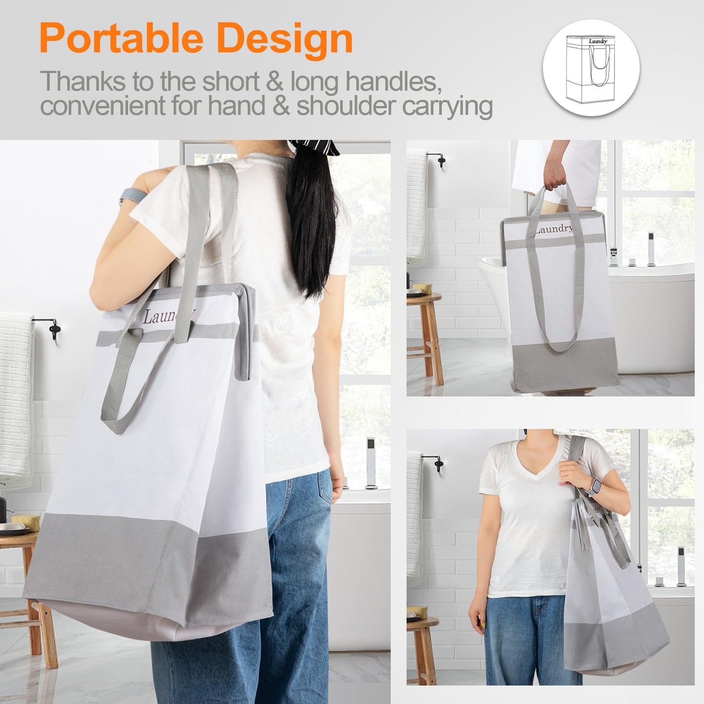 2 Pack Laundry Basket with Easy Carry Handles