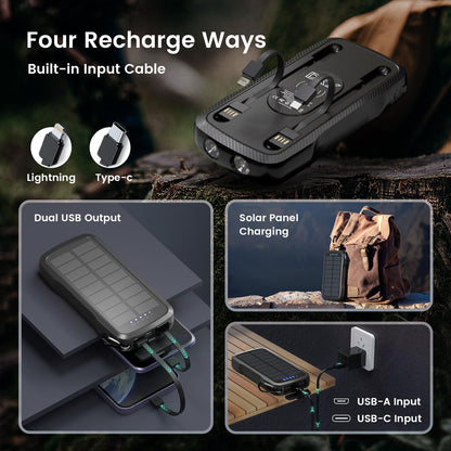 10000mAh Solar Power Bank with Dual USB Outputs