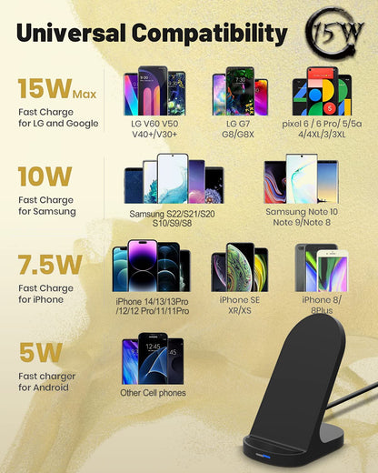 15W Fast Wireless Charger for iPhone & Samsung