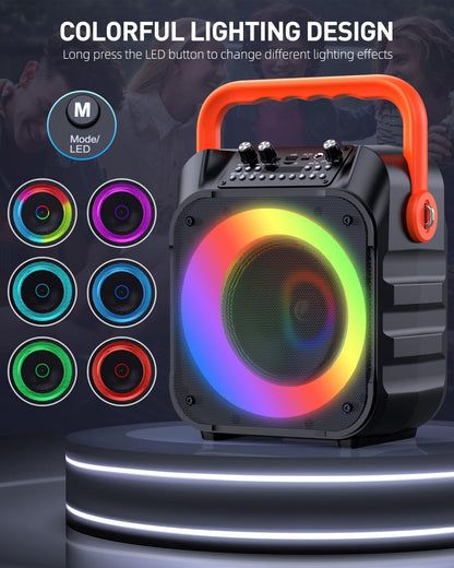 Portable Karaoke Machine with 2 Wireless Microphones
