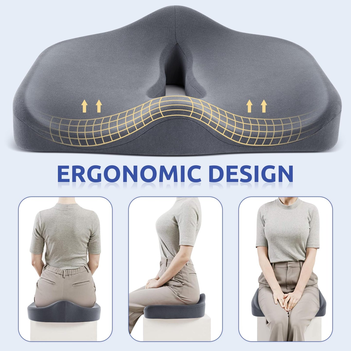 Ergonomic Memory Foam Seat Cushion for Comfort