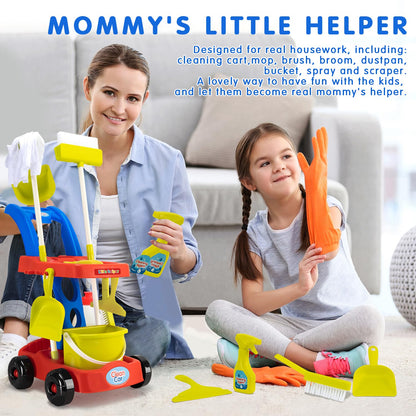 Kids Cleaning Toy Set with Cart for Toddlers