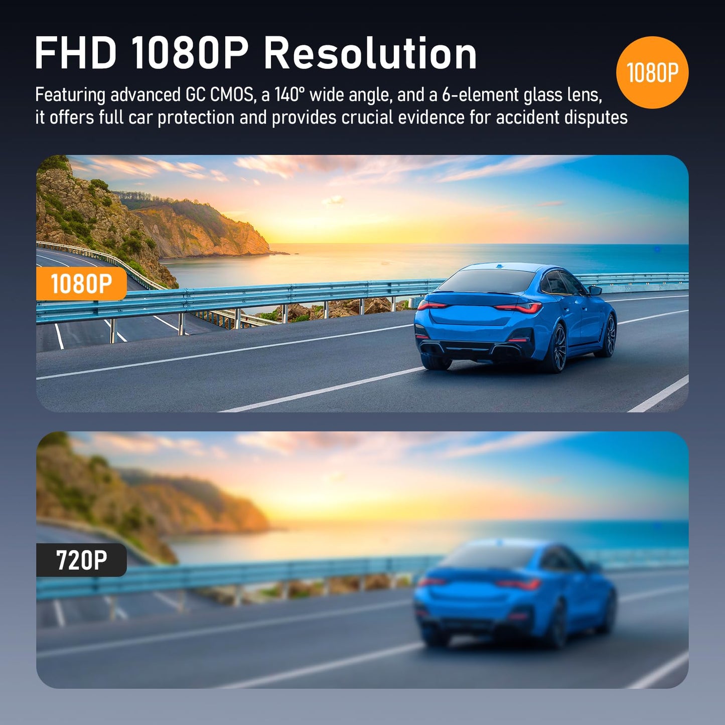 1080P WiFi Dash Cam with 32GB SD Card