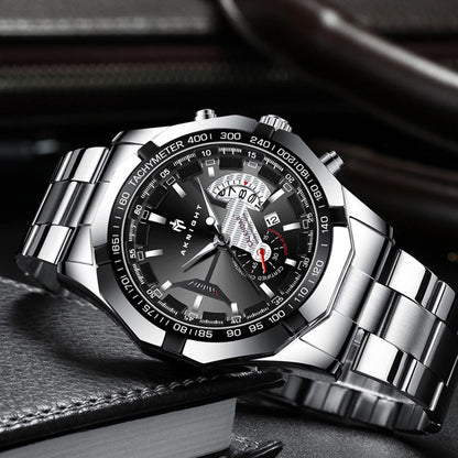 BY BENYAR AKNIGHT Watches for Men Quartz Movement Watch，Waterproof Luminous Men's Watch, Stainless Steel Strap Business Watches