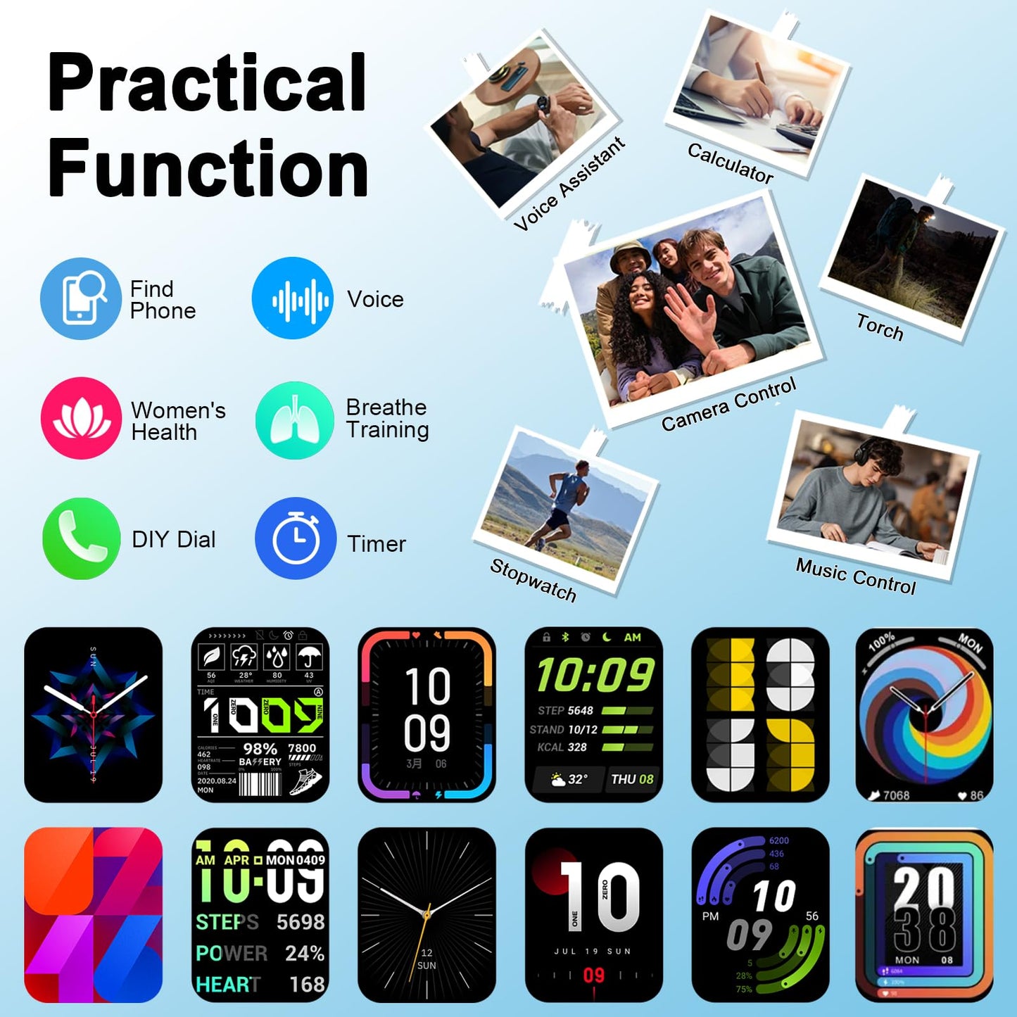 Smart Watch with Fitness Tracking & Call Support