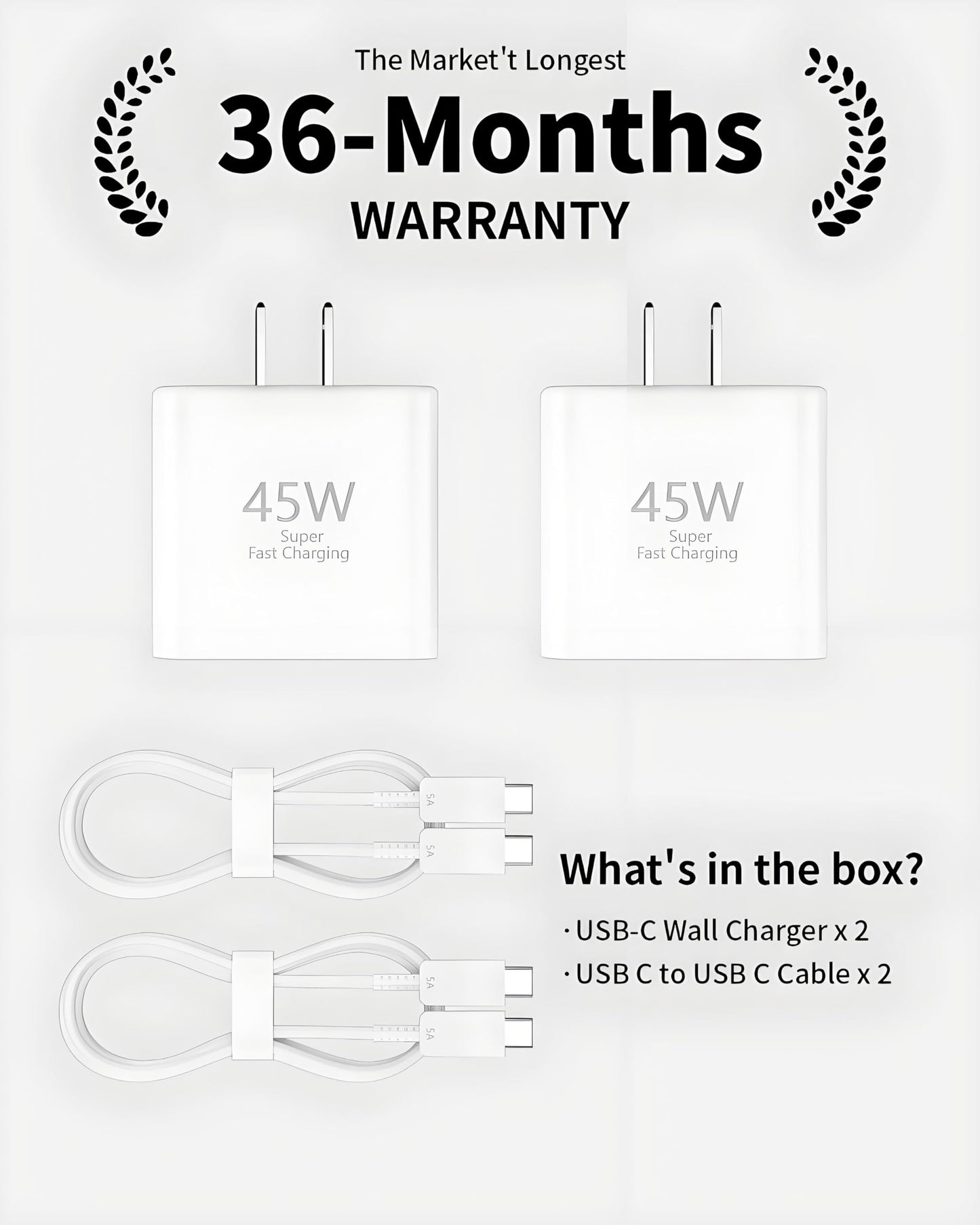 Belcompany 45W USB C Charger with 10ft Cable