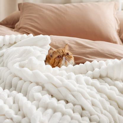 Bedsure Cozy White Throw Blanket for Couch