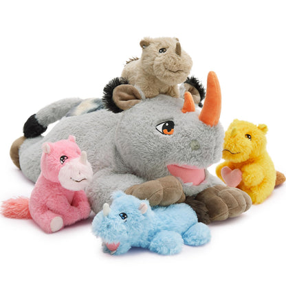 Rhino Stuffed Animal Plush with Baby Rhinos Inside
