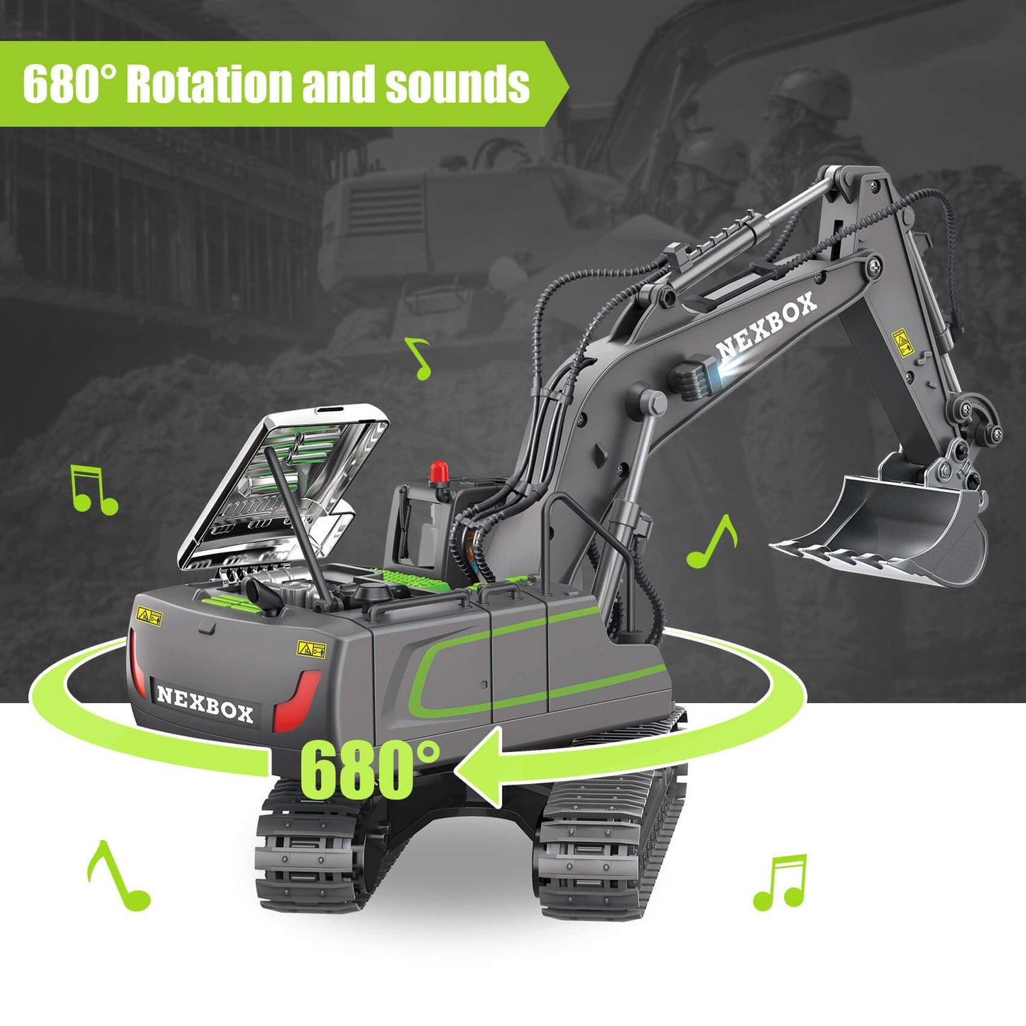 NEXBOX Remote Control Excavator Toy for Kids