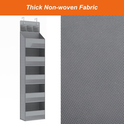 Fixwal Over the Door Organizer 6 Shelf Hanging Storage Organizer with 3 Pockets for Bedroom, Living Room, Baby Nursery, Bedroom, Kitchen, Grey