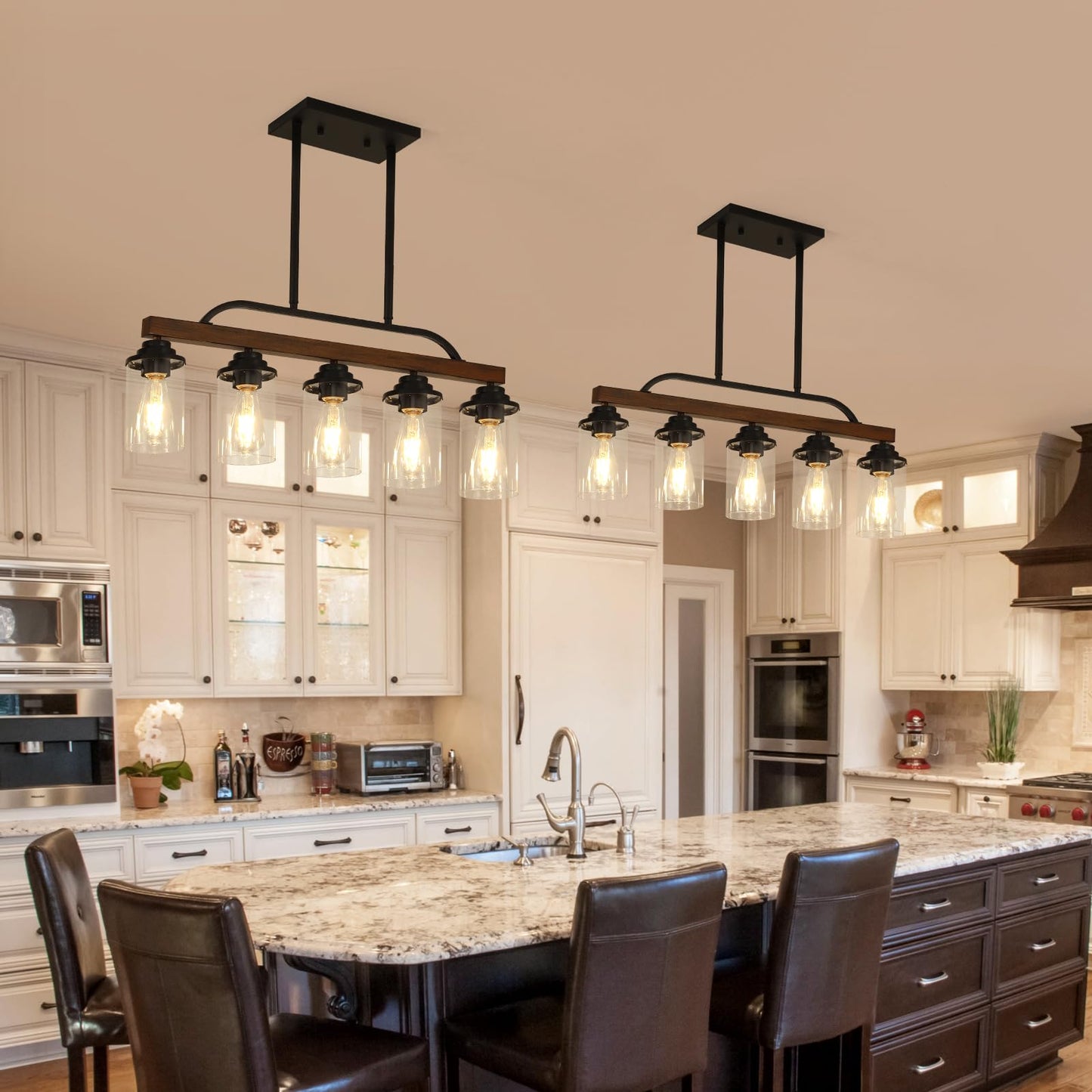 KEESFU 5-Light Farmhouse Pendant Light Fixture