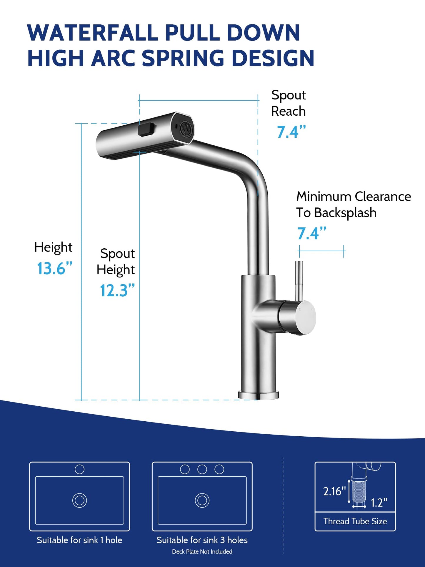 Brushed Nickel Kitchen Faucet with Pull Down Sprayer