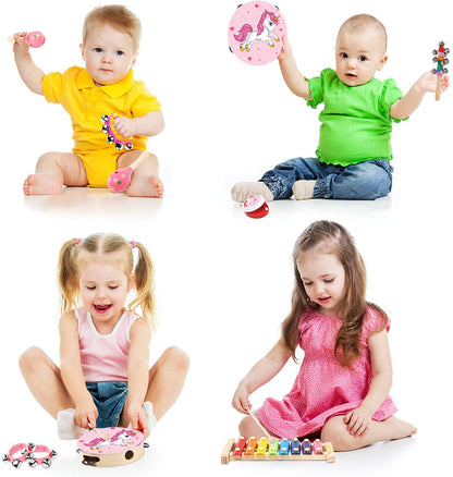 12pcs Kids Wooden Percussion Instrument Set