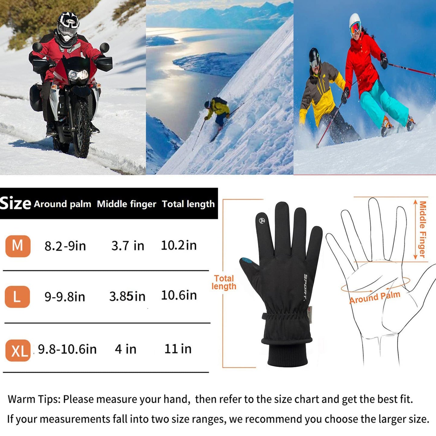 Winter Thermal Touchscreen Gloves for Outdoor Activities