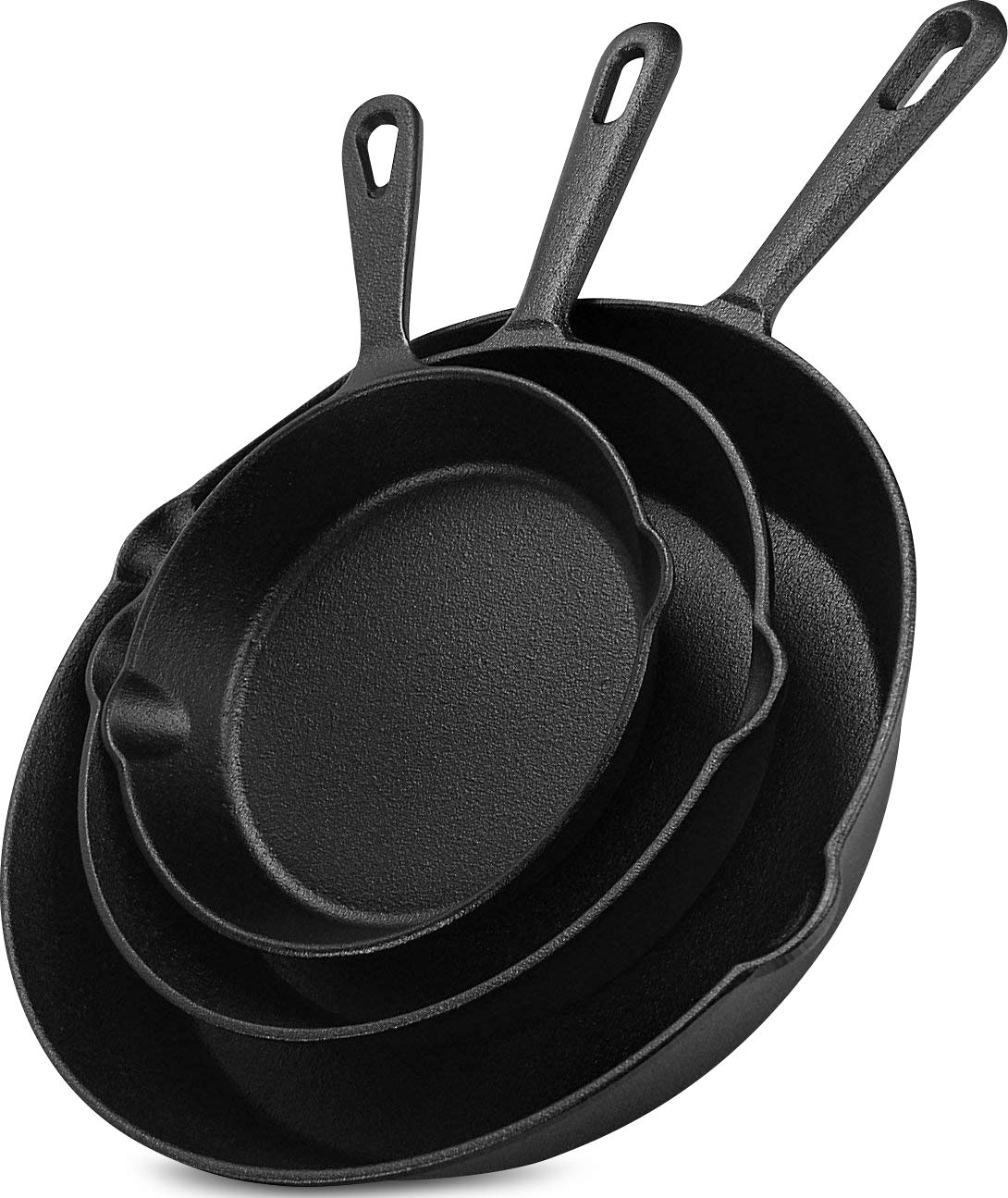 Utopia Kitchen 3-Piece Cast Iron Skillet Set