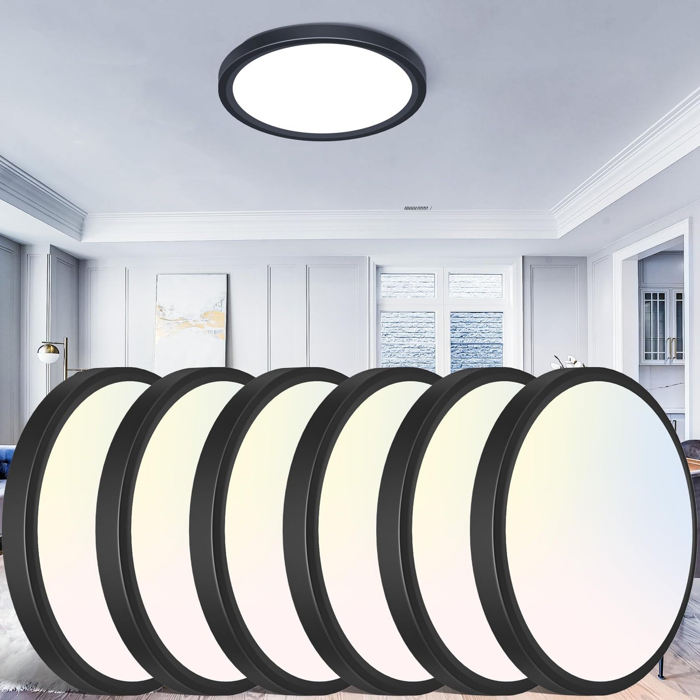 Flush Mount LED Ceiling Light, 6 Pack, 28W
