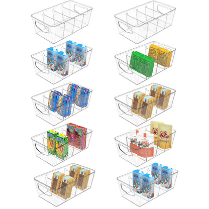 SPACEKEEPER Clear Storage Bins with Removable Dividers
