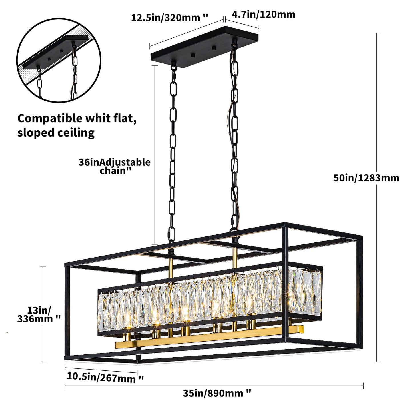 6-Light Modern Crystal Chandelier Pendant Light