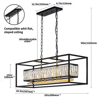 6-Light Modern Crystal Chandelier Pendant Light