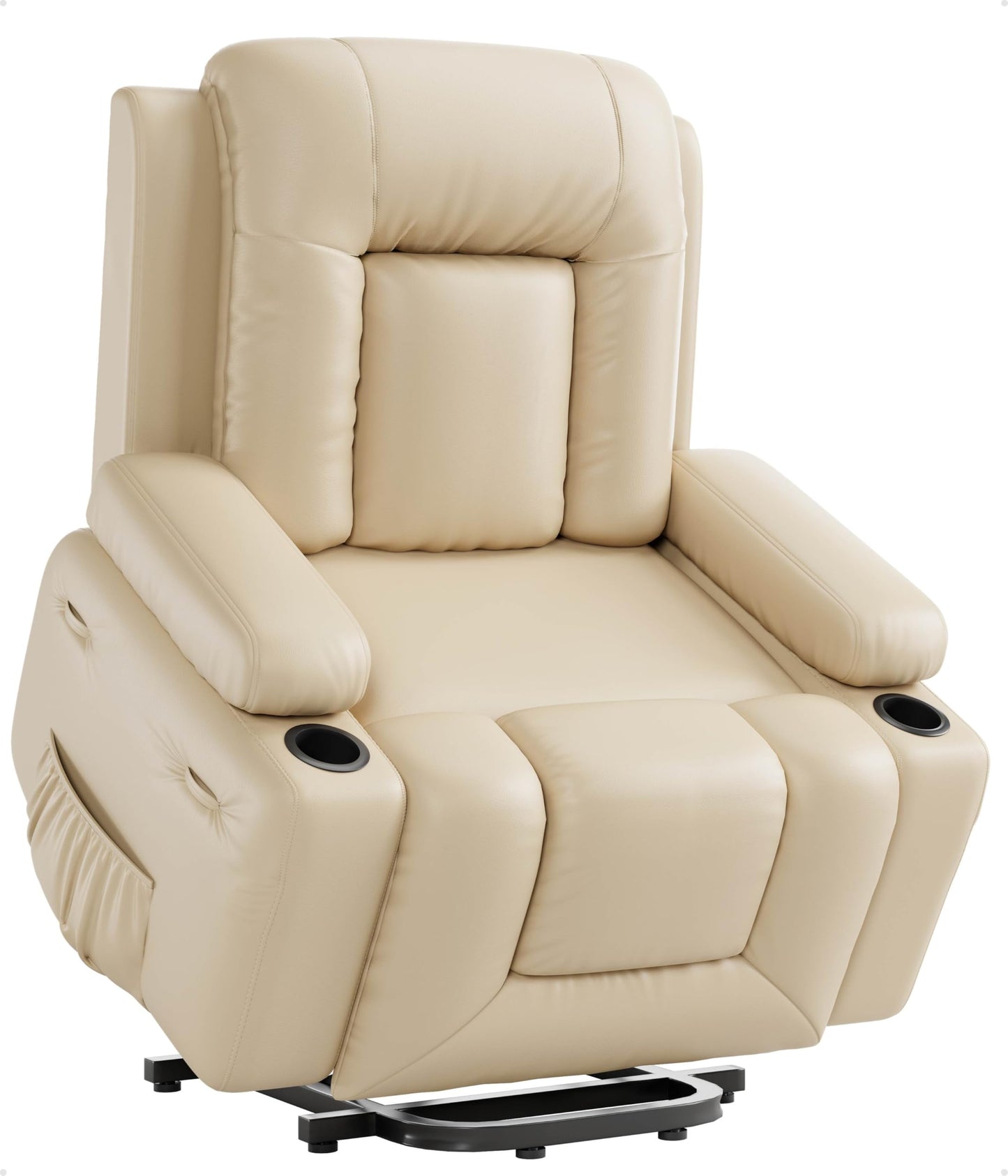 Oversized Wide Power Lift Recliner Chair - Heat and Massage, Faux PU Leather Lift Recliner Chair for the Elderly, Adjustable Back and Legs, Designed for the Elderly and People with mobility impaired