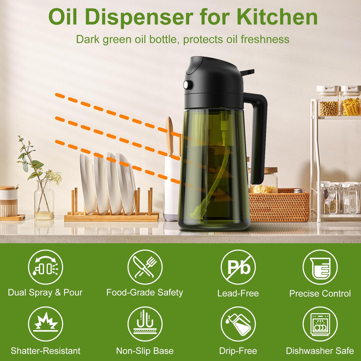 16oz Oil Dispenser and Sprayer with Labels