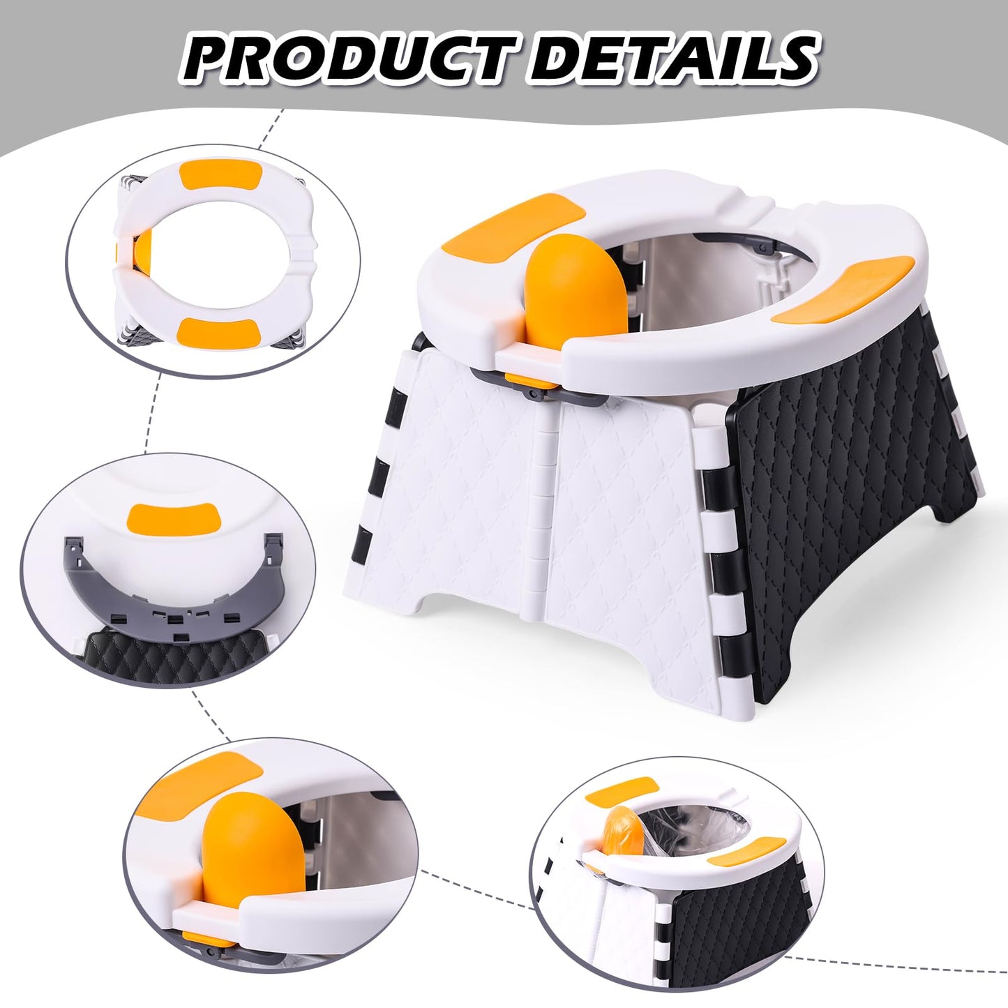 Portable Potty for Toddler Travel, Kids Travel Potty Training Chair with Travel Bag, Baby Potty Training Toilet for Outdoor and Indoor Easy to Clean (White) by Yszawmx, Includes 30 Replacement Bags