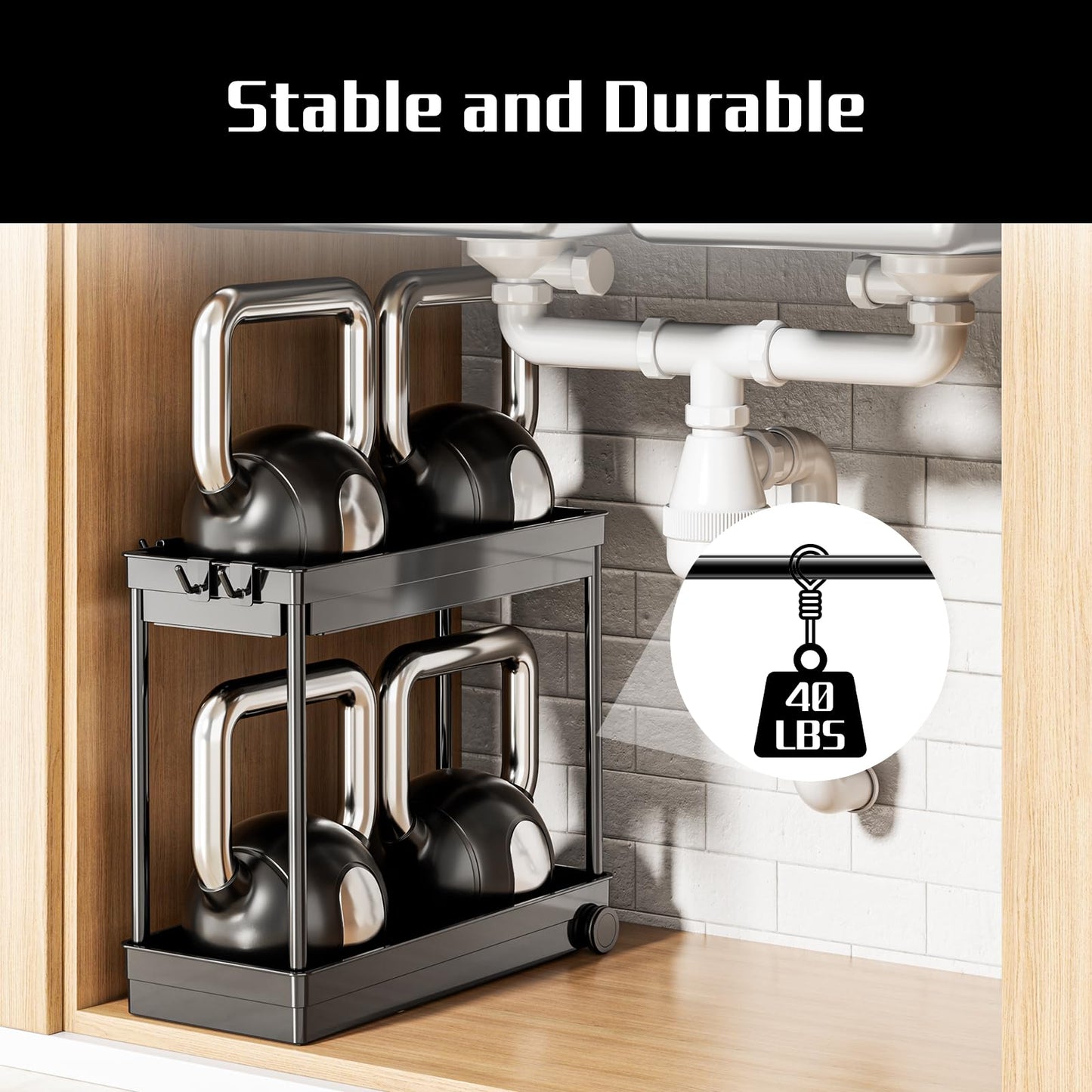 2 Pack Under Sink Organizer for Bathroom Storage