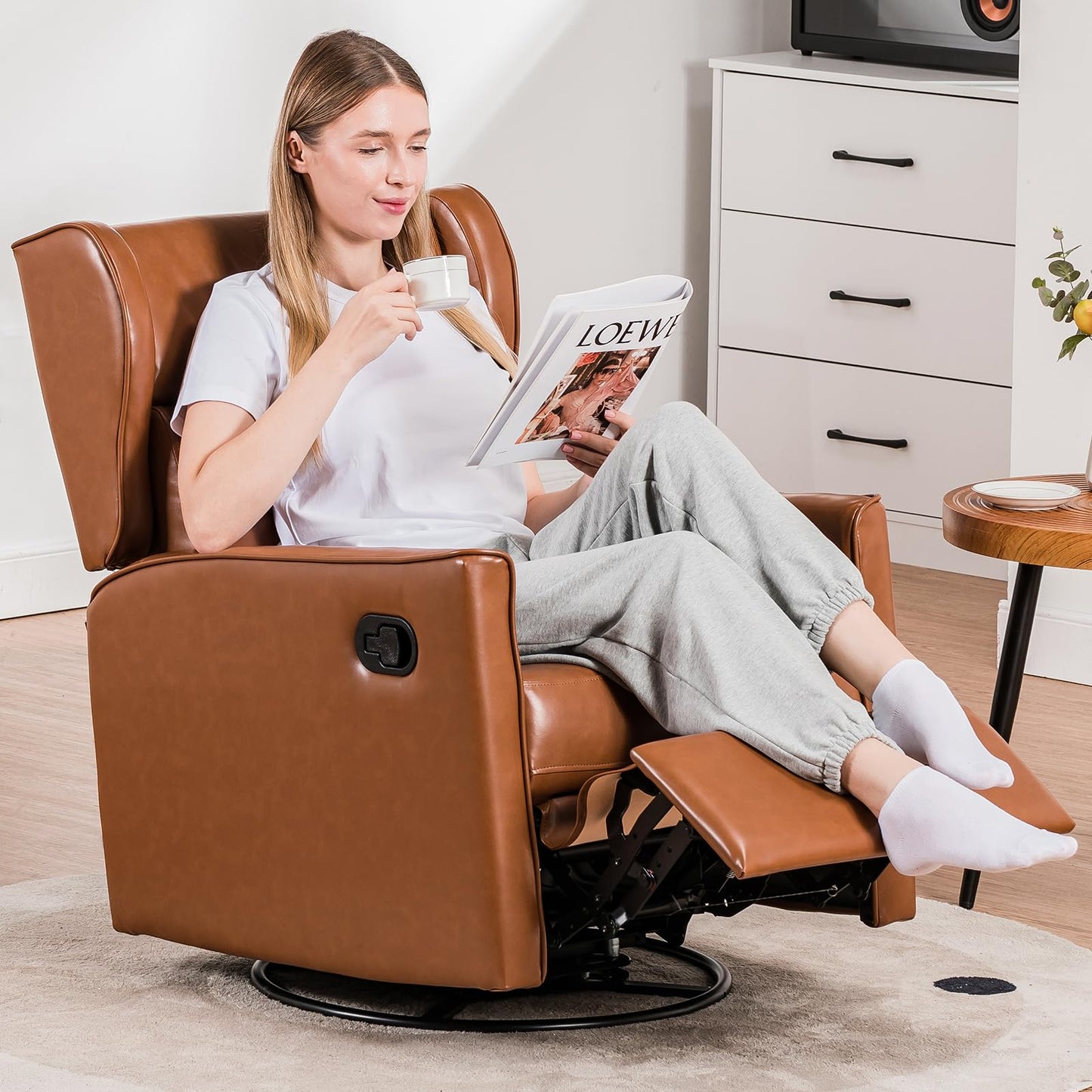 COMHOMA Rocking Recliner Swivel Chair for Nursery