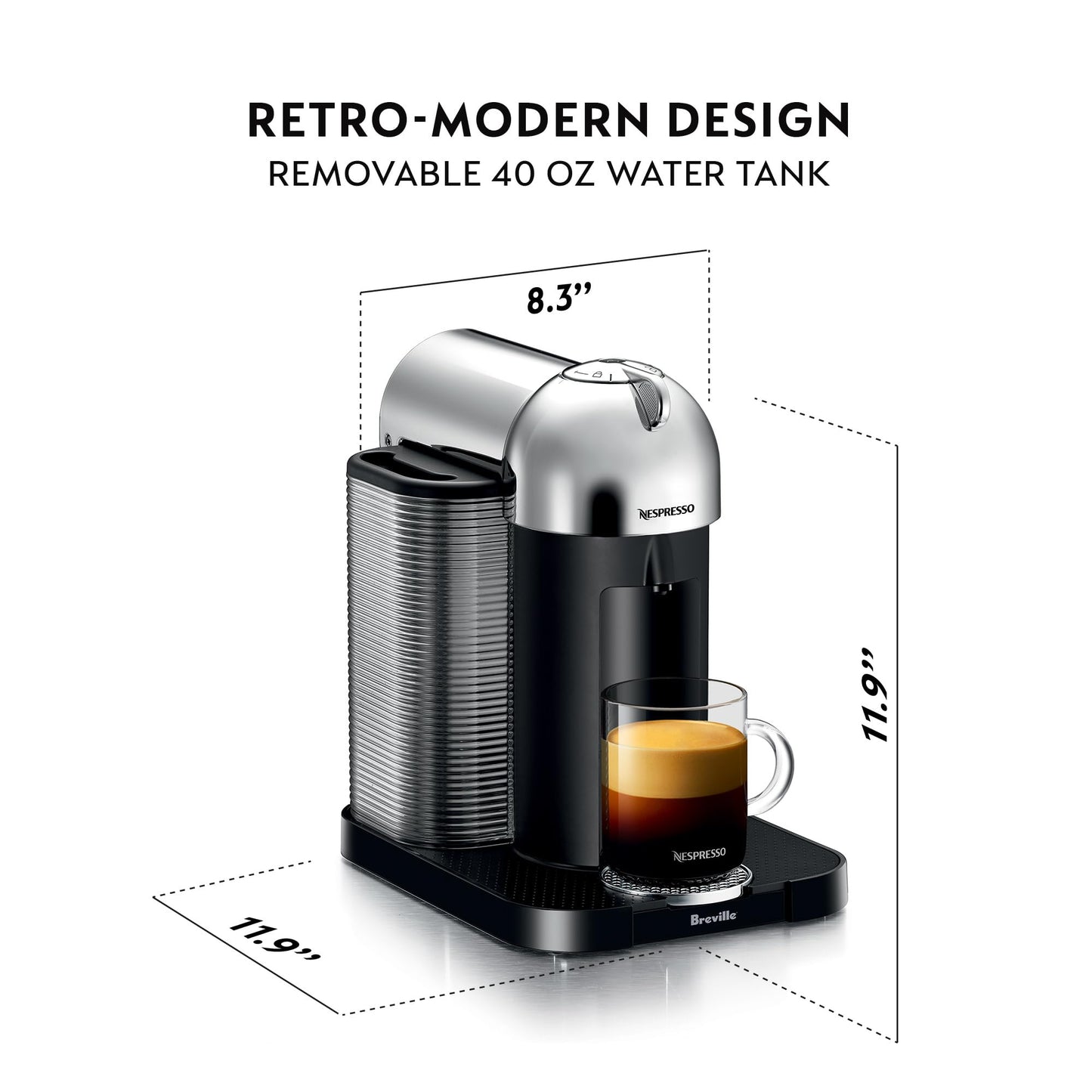 Nespresso Vertuo Coffee and Espresso Machine, Chrome