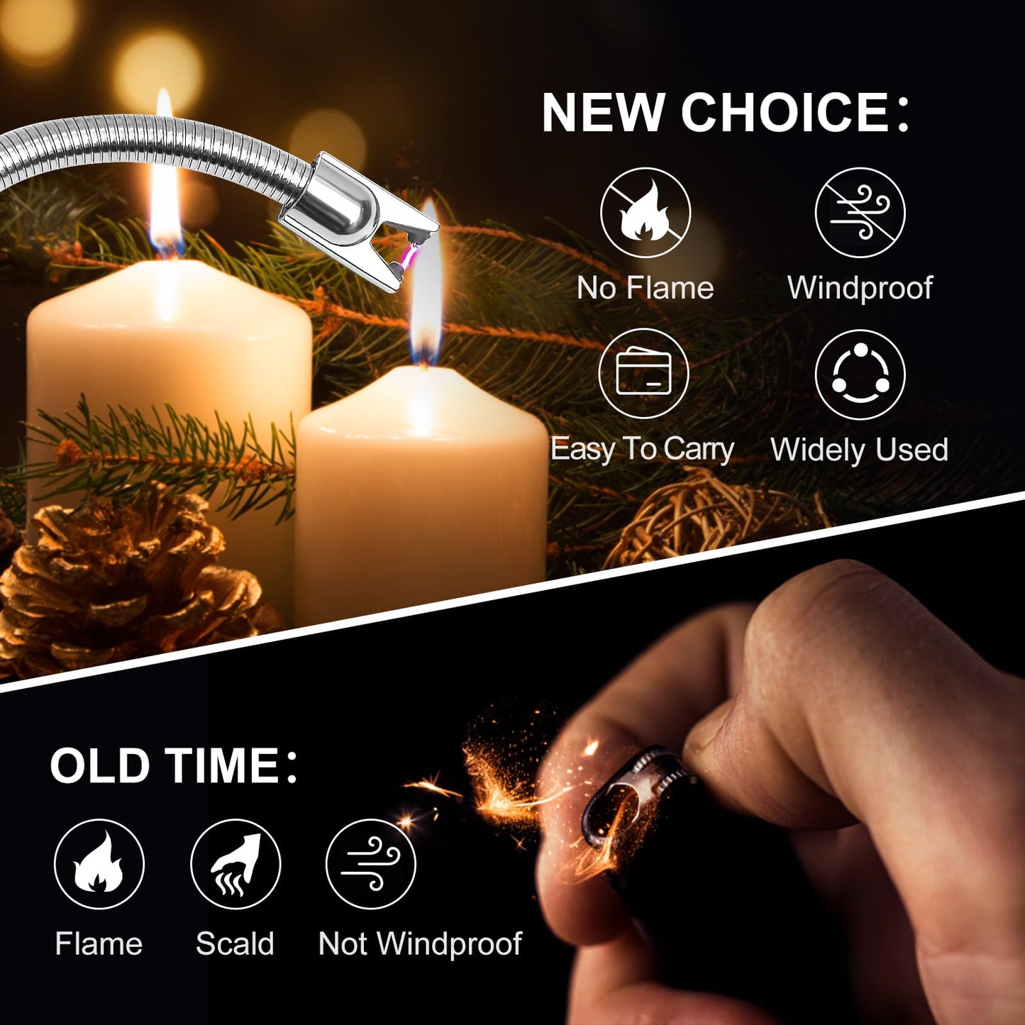 2 Pack Rechargeable Electric Lighters for BBQ & Candles