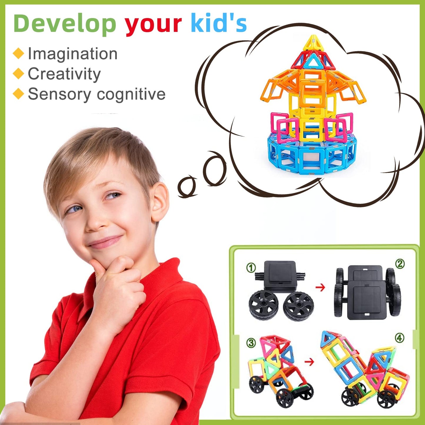 38PCS Magnetic Building Blocks for Kids STEM