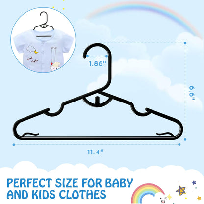 UNKU Kids Hangers 60 Pack - 11.4 Inch Baby Clothes Hangers - Non-Slip Children's Clothes Hangers for Toddler & Infant（Black, 60）