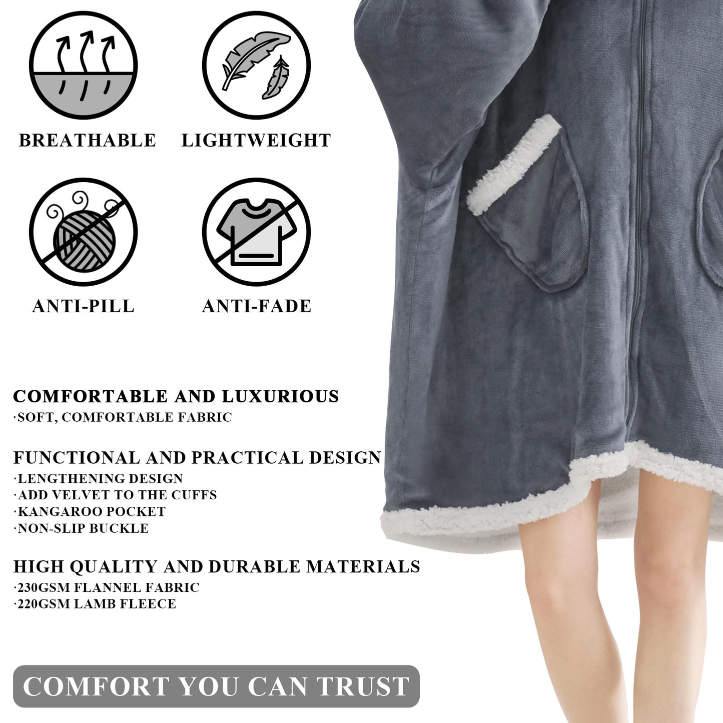 Topcee Oversized Sherpa Fleece Blanket Hoodie