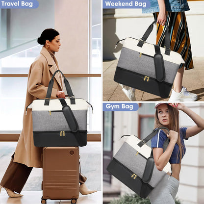 Large Travel Duffle Bag with Shoe Compartment