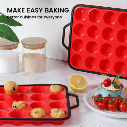 Mini Muffin Pan 24-Cup Silicone Bakeware Set