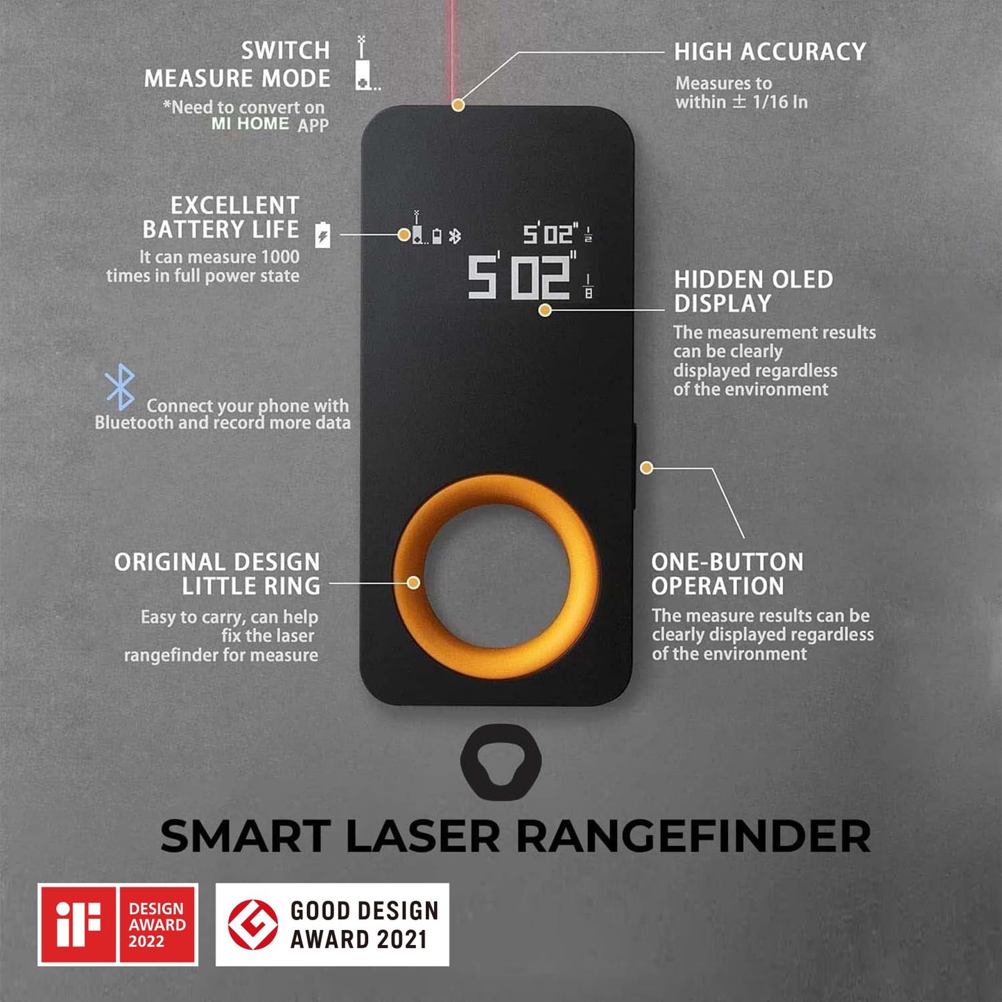 98ft HOTO Laser Measuring Tool with OLED Display