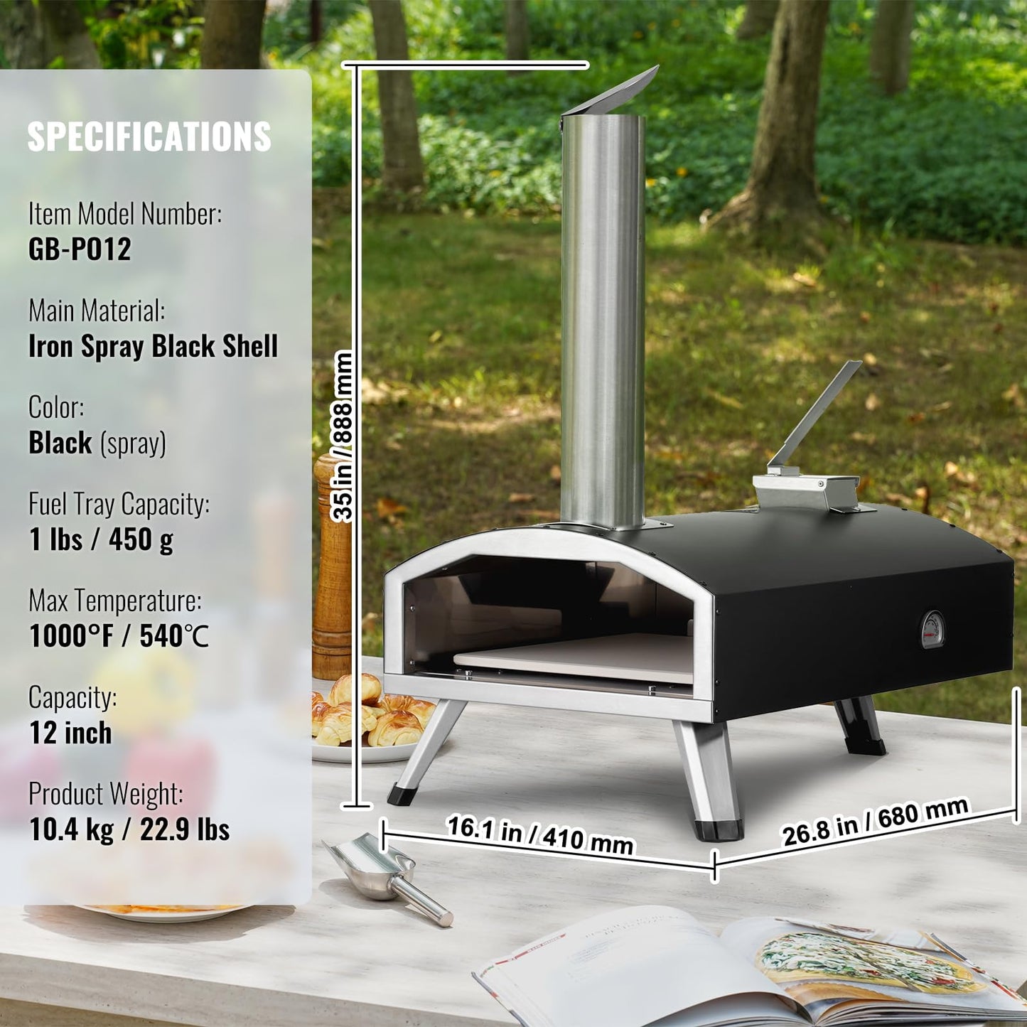 VEVOR Portable Wood Fired Pizza Oven for Outdoors
