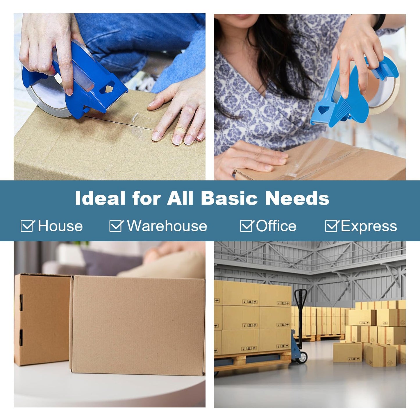 Toptoo Heavy Duty Packing Tape with Dispenser for Shipping, Moving, Storing and Packing, 6 Rolls, 1.88" x 60 Yards, Waterproof & Strong Seal On All Boxes
