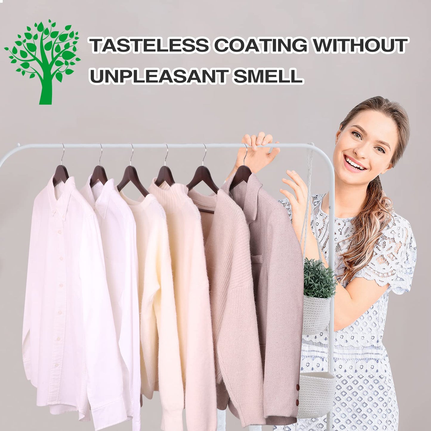FairyHaus Wood Hangers 30 Pack, Smooth Finish Wooden Coat Suit Hangers with 360° Swivel Hook and Notches, Lightweight Walnut Wood Clothes Hangers for Camisole, Pants, Dress