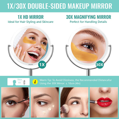 1X/30X Double Sided Makeup Mirror with Tweezer