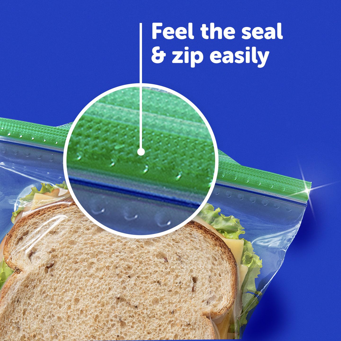 Ziploc XL Sandwich and Snack Bags with EasyGuide Texture, Plastic Storage Bags with Grip 'n Seal Technology, 90 Bags Total