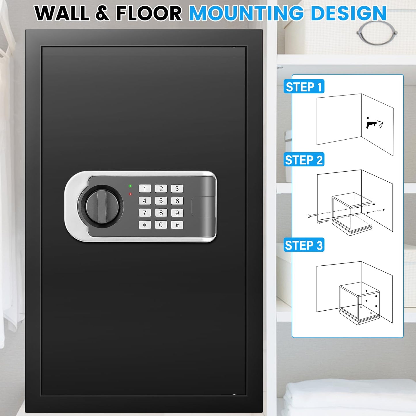 4.0 Cuft, Fireproof Waterproof Safe for Home Security