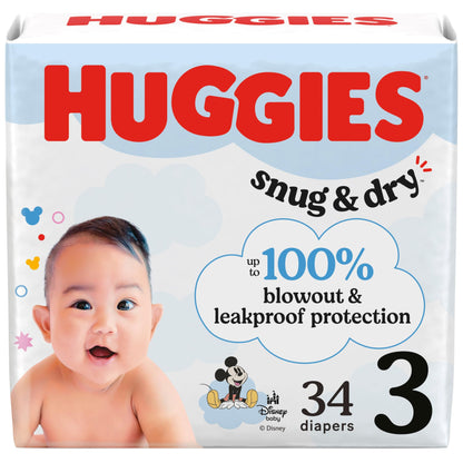 Huggies Snug & Dry Size 3 Diapers, 34 Count