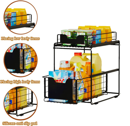 Under Sink Organizer with Sliding Drawer Storage